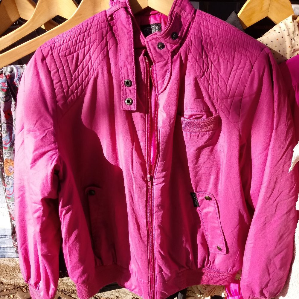 Fuschia Puffy Members Only Style Jacket